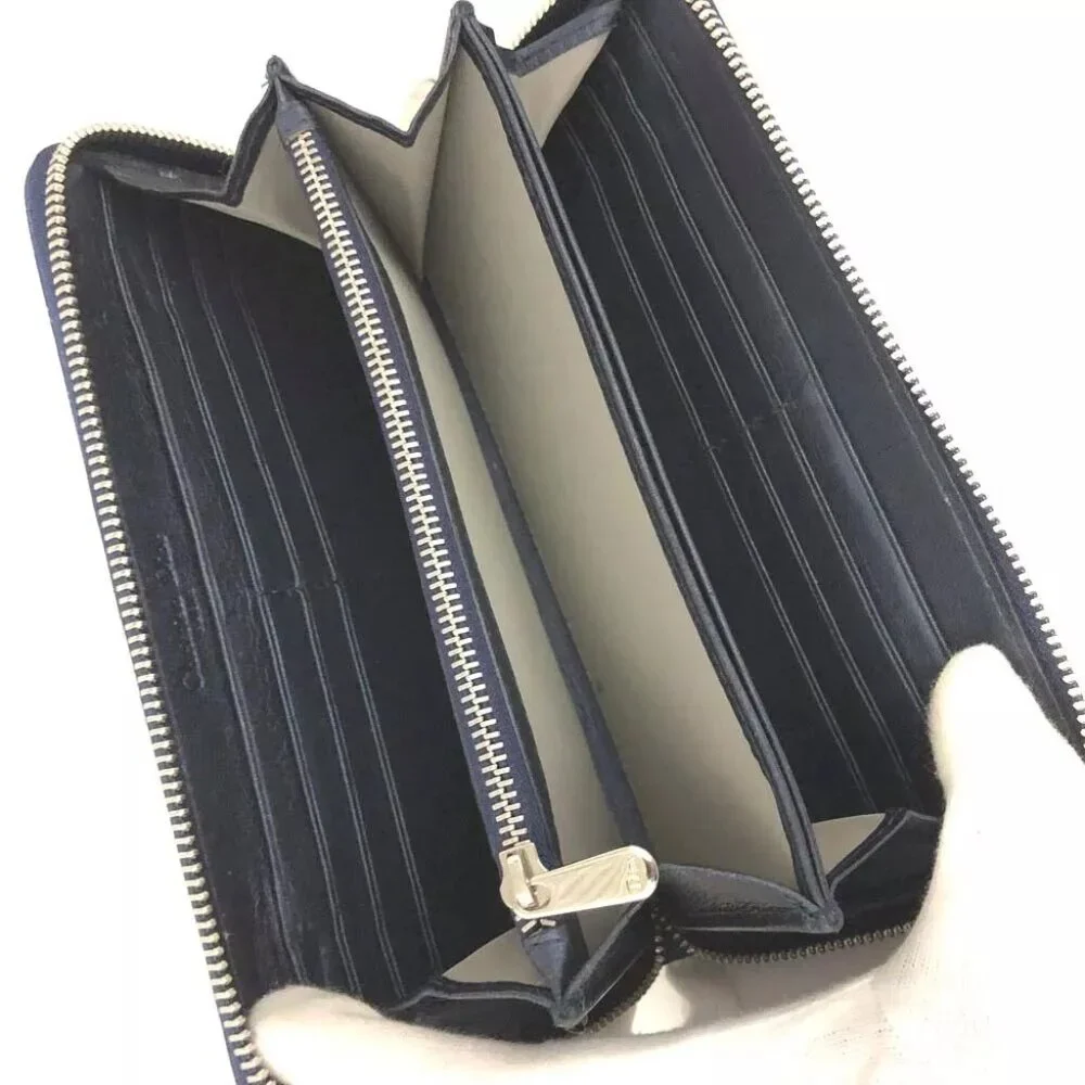 Christian Dior Oblique Trotter Patent Leather Zippy Long Wallet Blue/3BA0610